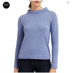 Hobbs London Merino Wool Cashmere Funnel Neck Sweater Blue XS Soft Cozy Winter
